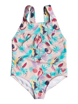 roxy, Vintage Tropical - Maillot de bain une pièce pour Fille 2-7 ans, TROPICAL PEACH PARROTS ISLAND (mdr6) Vintage Tropical - One-Piece Swimsuit for Girls 2-7 ERLX103024