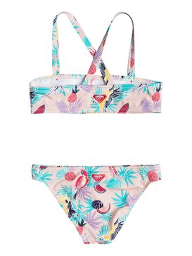 roxy, Vintage Tropical - Ensemble de bikini bandeau, TROPICAL PEACH PARROTS ISLAND (mdr6) Vintage Tropical - Bandeau Bikini Set ERLX203048