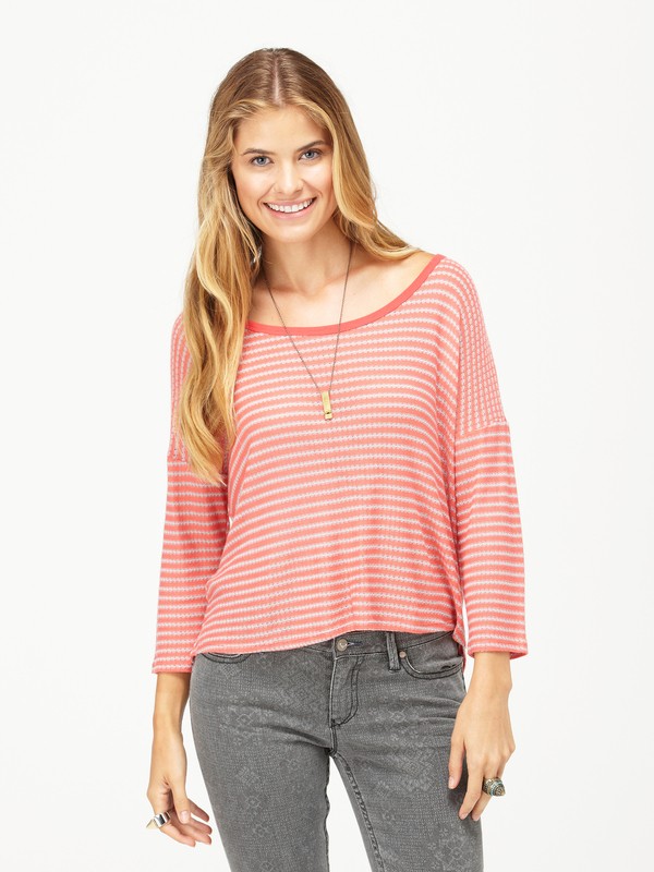 roxy, Glass Lake Top, PINK CORAL STRIPE (cau) 0 Glass Lake Top 467509 Roxy
