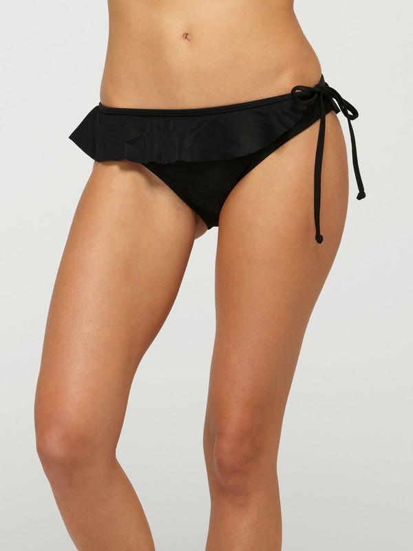 roxy, Surf Essentials Ruffle Surfer Bikini Bottoms, TRUE BLACK (blk) 0 Surf Essentials Ruffle Surfer Bikini Bottoms 617937R Roxy