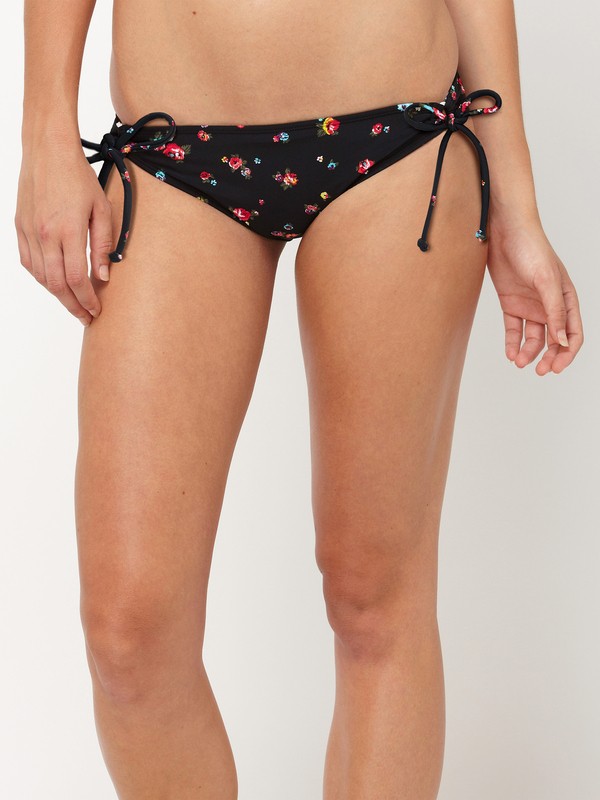 roxy, Flower Child 70s Lowrider Side Tie Bikini Bottoms, BLACK (blk) 0 Flower Child 70s Lowrider Side Tie Bikini Bottoms 619053 Roxy