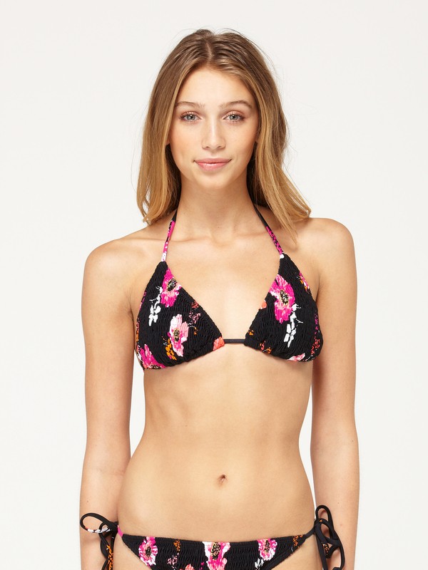 roxy, Sweet Vida Smocked Tiki Tri Bikini Top, BLK SWEET VIDA (blk) 0 Sweet Vida Smocked Tiki Tri Bikini Top 623203 Roxy