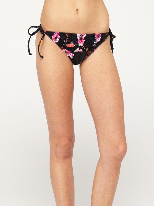 roxy, Sweet Vida Smocked Brazilian String Bikini Bottom, BLK SWEET VIDA (blk) 0 Sweet Vida Smocked Brazilian String Bikini Bottom 623230 Roxy