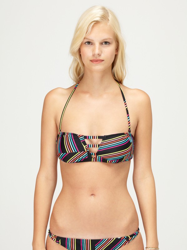 roxy, Sun Runner 3 Strap Bandeau Bikini Top, BLK STRIPE (blk) 0 Sun Runner 3 Strap Bandeau Bikini Top 623406 Roxy