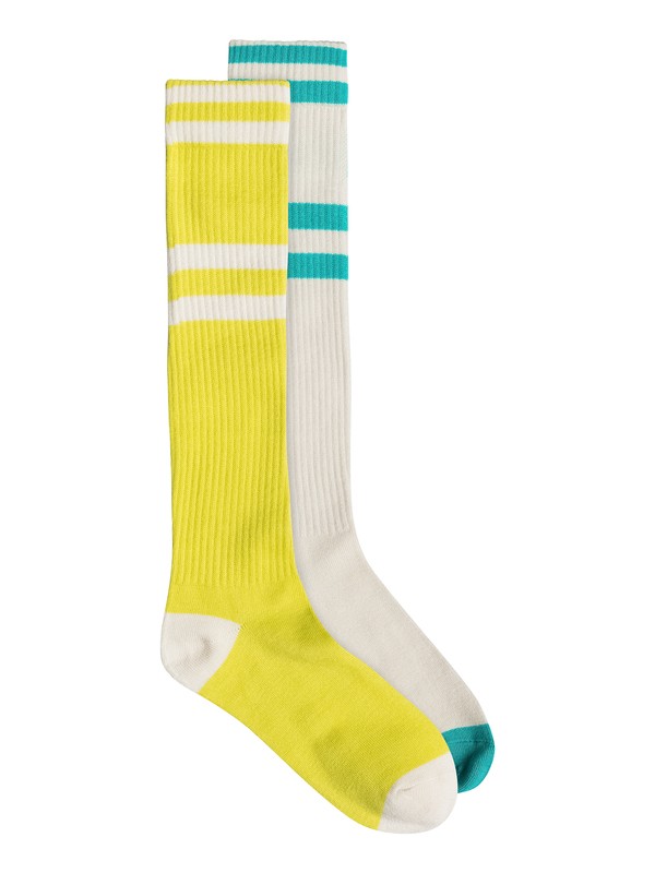 roxy, Roxy Logo Ribbed 2 Pack Knee High Sock, Limeade - Solid (gen0) 0 Roxy Logo Ribbed 2 Pack Knee High Sock 82197D Roxy