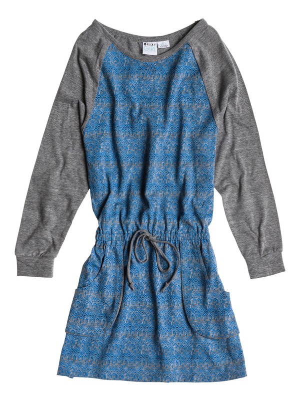 roxy, Girls 7-14 Pass Time Dress, SANTORINI FEDERAL BLUE GEO (bnc6) 0 Girls 7-14 Pass Time Dress ARGKD03014 Roxy