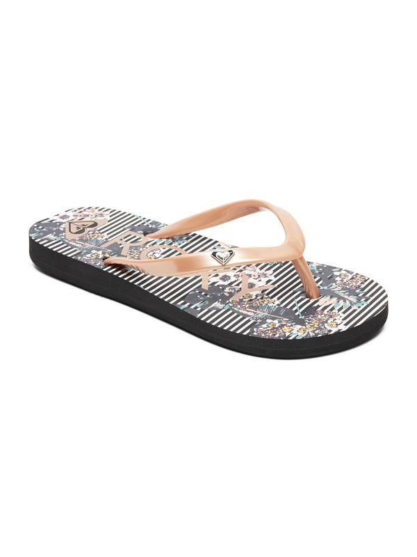 roxy, Girls 7-14 Pebbles Flip Flops, BLACK STRIPE (bsp) 0 Girls 7-14 Pebbles Flip Flops Black ARGL100182 Roxy