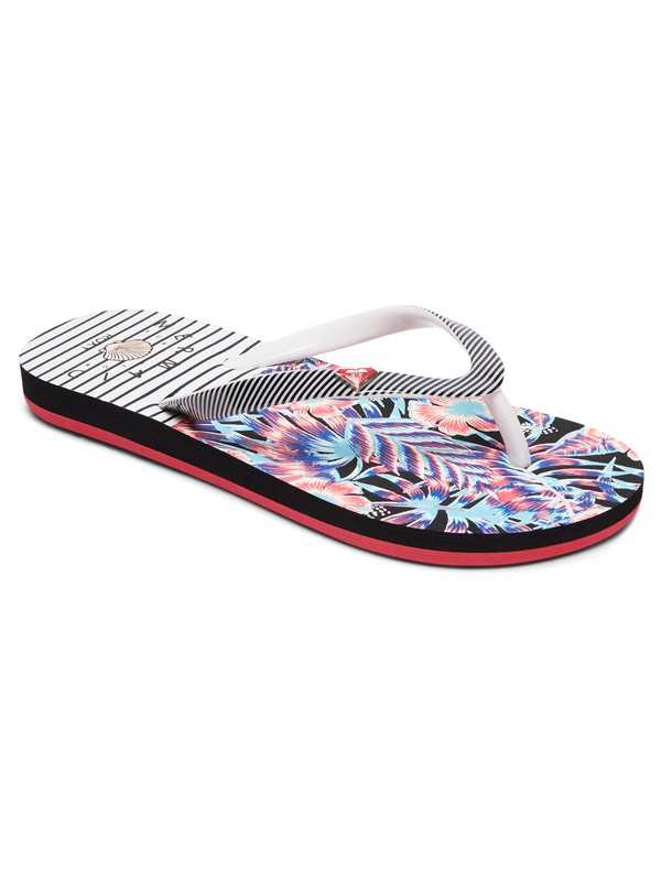 roxy, Pebbles - Teenslippers voor Meisjes, WHITE/BLACK/FLOWER (wbf) 0 Pebbles - Teenslippers voor Meisjes White ARGL100182 Roxy