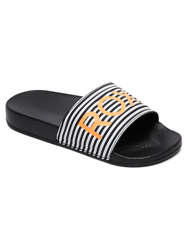 roxy, Girl's 7-14 Slippy Slider Sandals, BLACK/WHITE (bkw) 0 Girl's 7-14 Slippy Slider Sandals Black ARGL100198 Roxy