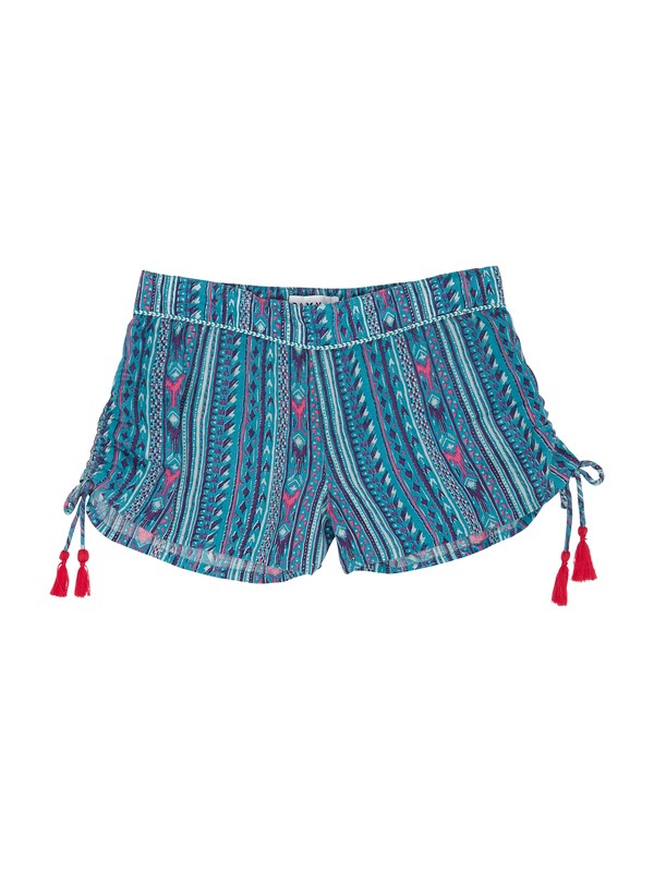 roxy, Girls 7-14 Salty Swim Shorts, TILE BLUE IKAT ETHNIC STRIPE (bpm3) 0 Girls 7-14 Salty Swim Shorts ARGNS00017 Roxy