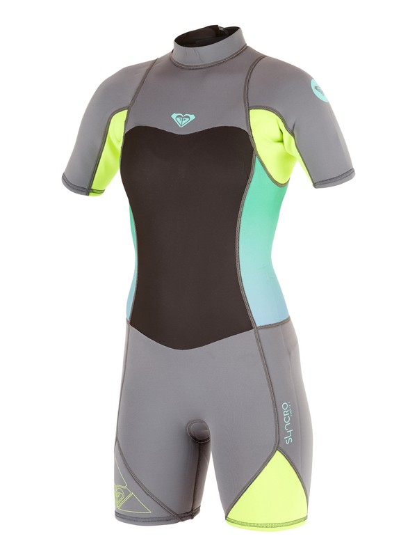 roxy, Syncro Flatlock 2mm - Kurzarm Back Zip Springsuit, D.GREY / F.LEMON (xkkg) 0 Syncro Flatlock 2mm - Kurzarm Back Zip Springsuit ARGW503002 Roxy