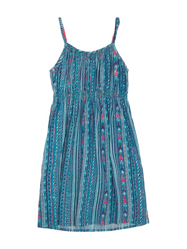 roxy, Girls 7-14 B-Side Dress, TILE BLUE IKAT ETHNIC STRIPE (bpm3) 0 Girls 7-14 B-Side Dress ARGWD00027 Roxy