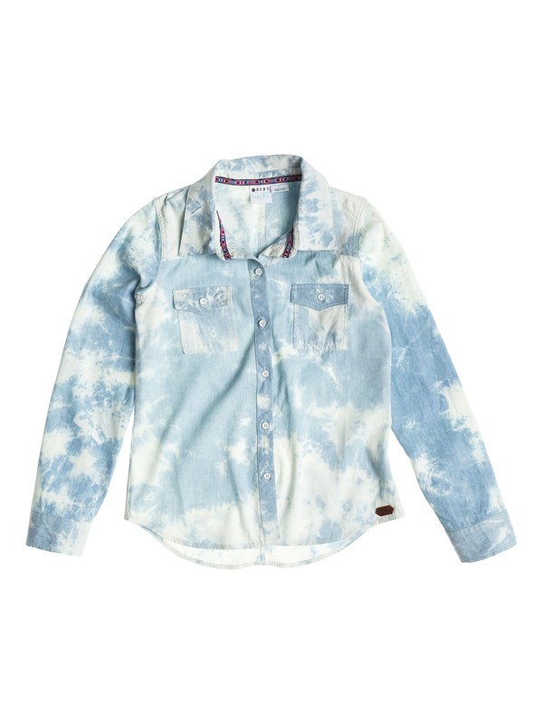 roxy, Girls 7-14 All Day Pass Shirt, CLOUD BLUE INDIGO MARBLE (bflw) 0 Girls 7-14 All Day Pass Shirt ARGWT03002 Roxy