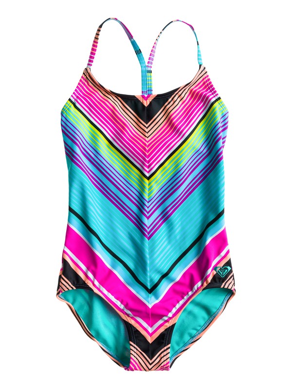 roxy, Girls 7-14 Roxy Border T-Back One Piece Swimsuit, TPNKROXYBORDERSTRIPE (mlw7) 0 Girls 7-14 Roxy Border T-Back One Piece Swimsuit ARGX100002 Roxy