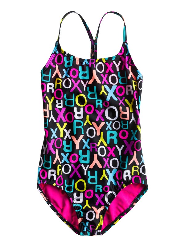 roxy, Girls 7-14 Roxy Border T-Back One Piece Swimsuit, TBLACKROXYBORDERLOGO (kvj7) 0 Girls 7-14 Roxy Border T-Back One Piece Swimsuit ARGX100003 Roxy