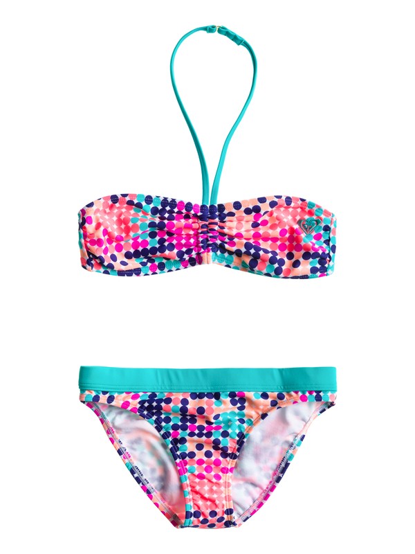 roxy, Girls 7-14 Peaceful Dreamer Drawstring Bandeau Set Swimsuit, GPNK PEACEFULDRM (mkl7) 0 Girls 7-14 Peaceful Dreamer Drawstring Bandeau Set Swimsuit ARGX200019 Roxy