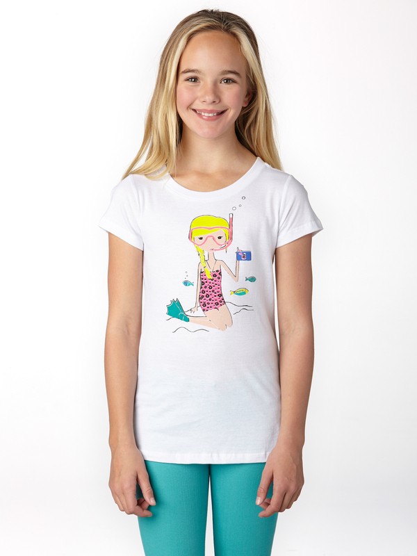 roxy, Girls 7-14 Snorkle Girl Tee, SEA SALT (wbb0) 0 Girls 7-14 Snorkle Girl Tee ARGZT00204 Roxy