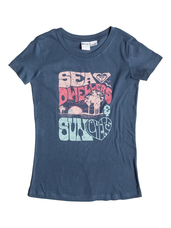 roxy, Girls 7-14 Sea Dwellers Tee, INDIGO BLACK (bst0) 0 Girls 7-14 Sea Dwellers Tee ARGZT03003 Roxy