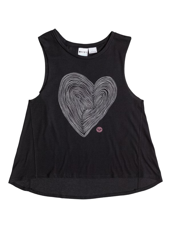 roxy, Girls 7-14 Woodcut Heart Tank, TRUE BLACK (kvj0) 0 Girls 7-14 Woodcut Heart Tank ARGZT03026 Roxy