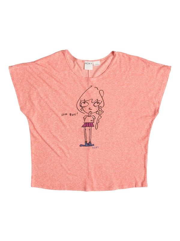 roxy, Girl's 7-14 Oh Boy Us Tee, HOT CORAL (mkz0) 0 Girl's 7-14 Oh Boy Us Tee ARGZT03060 Roxy
