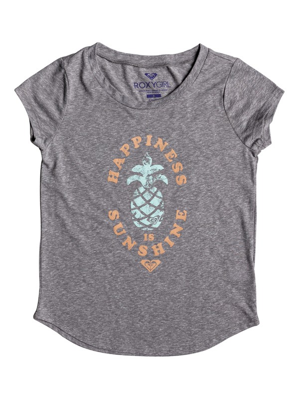 roxy, Girls 7-14 Happiness Sunshine Tee, HERITAGE HEATHER (sgrh) 0 Girls 7-14 Happiness Sunshine Tee ARGZT03146 Roxy