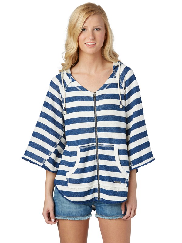 roxy, Dream Walker Poncho, ESTATE BLUE WIDE STRIPE (sgr3) 0 Dream Walker Poncho ARJFT00378 Roxy
