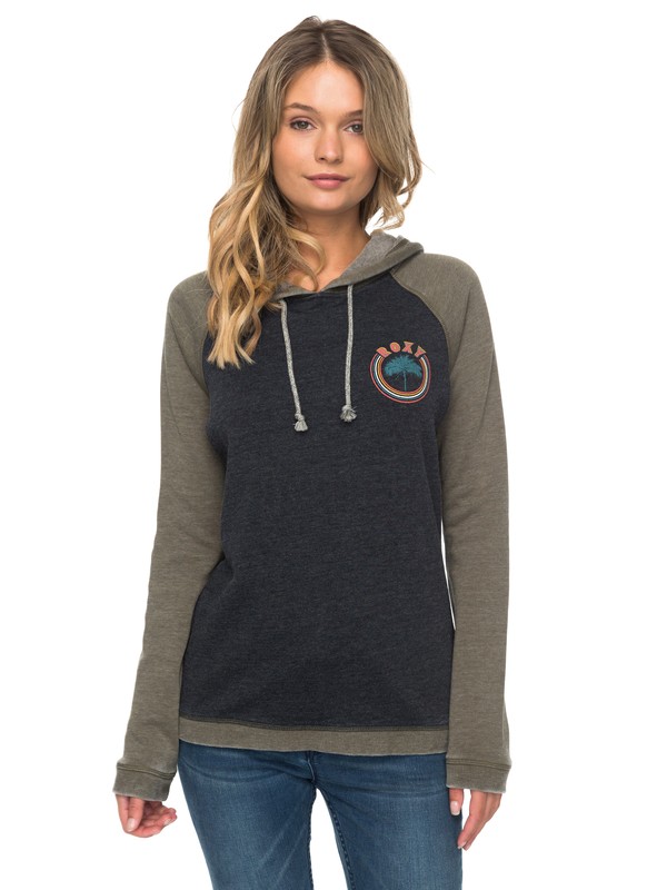 roxy, Palm Bazaar Pullover Hoodie, DUSTY OLIVE HEATHER (gpbh) 0 Palm Bazaar Pullover Hoodie Green ARJFT03483 Roxy