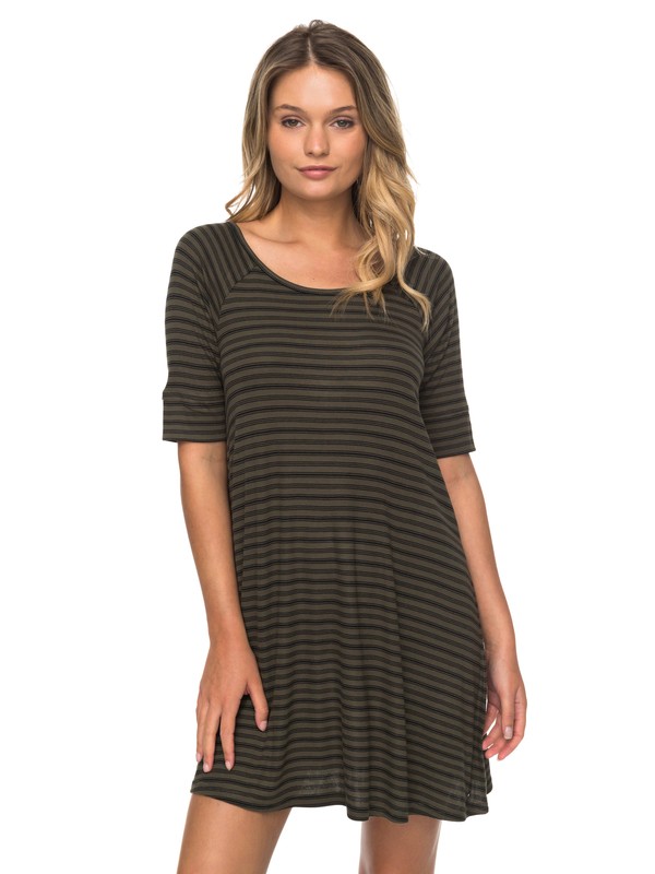 roxy, SMITTEN KITTEN DRESS, DUSTY OLIVE SUCH A BABE STRIPE (gpb3) 0 SMITTEN KITTEN DRESS ARJKD03152 Roxy