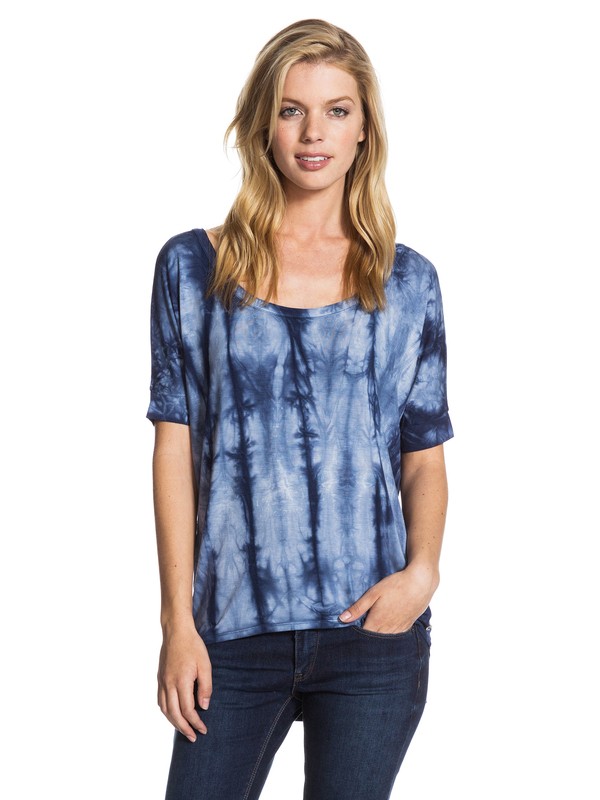 roxy, Long Journey Tee, STRETCHED DARK DENIM TIE DYE (brq6) 0 Long Journey Tee ARJKT03002 Roxy