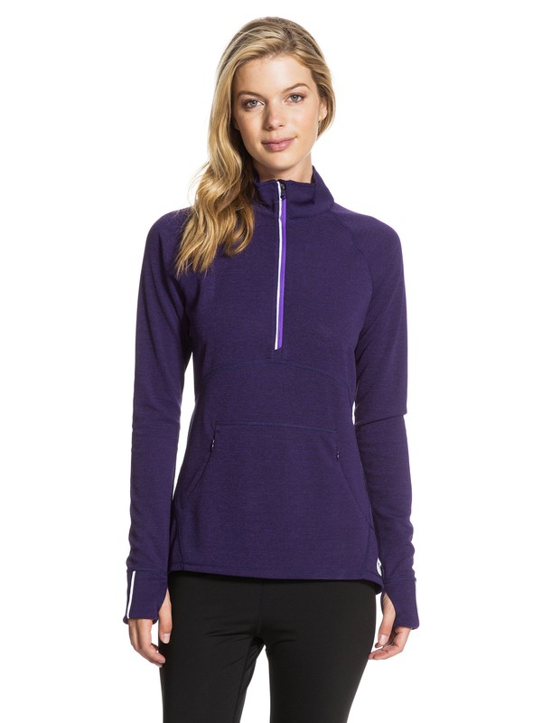 roxy, DAWN RUNNER HALF ZIP, DARK PLUM HEATHER (pswh) 0 DAWN RUNNER HALF ZIP ARJKT03017 Roxy