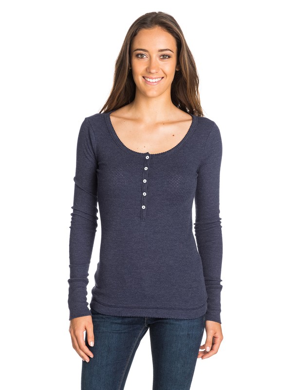 roxy, Houston Long Sleeve Tee, GEO POINTELLE PEACOAT PATTERN (btn6) 0 Houston Long Sleeve Tee ARJKT03037 Roxy