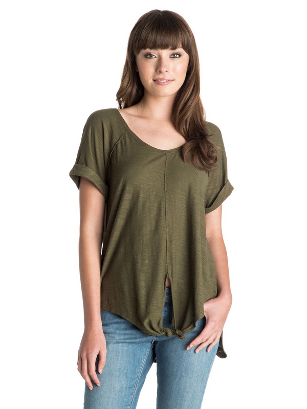 roxy, Middle Ranch Front-Tie Top, MILITARY OLIVE (cqw0) 0 Middle Ranch Front-Tie Top ARJKT03116 Roxy