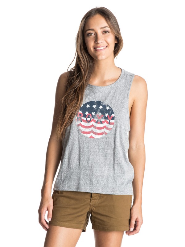 roxy, Rock The Wave Open Back Tank Top, HERITAGE HEATHER (sgrh) 0 Rock The Wave Open Back Tank Top ARJKT03194 Roxy