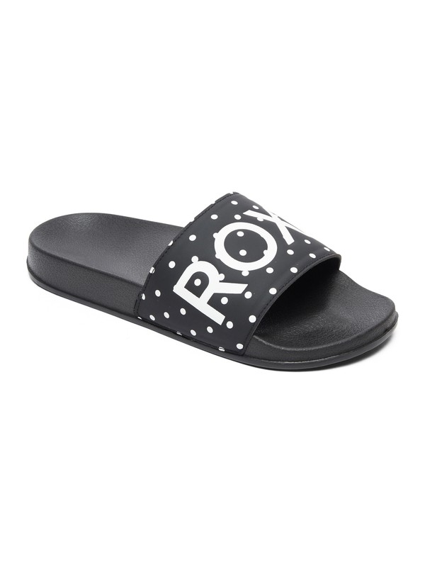roxy, Slippy Slider Sandals, BLACK/WHITE PRINT (bwp) 0 Slippy Slider Sandals Negro ARJL100679 Roxy