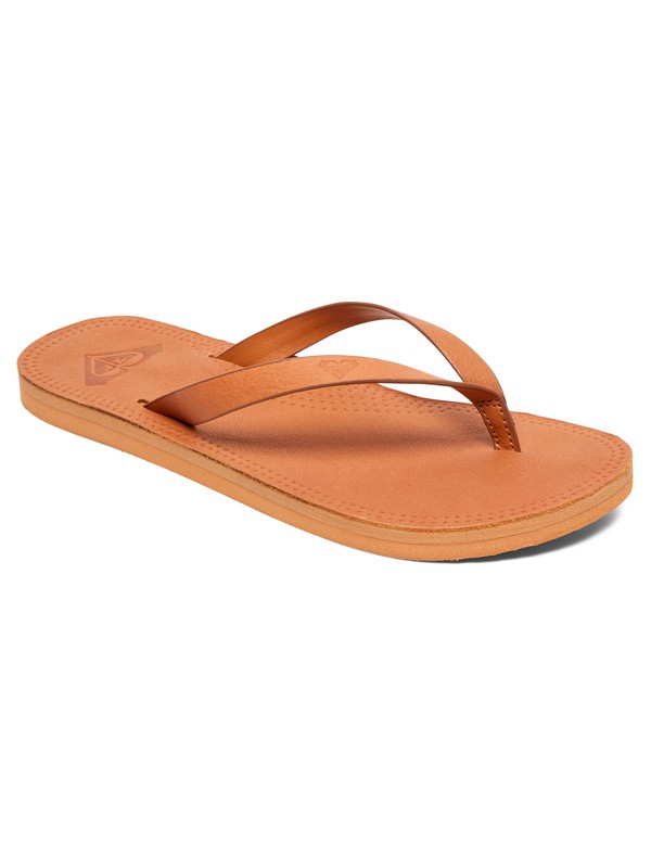 roxy tan leather flip flops