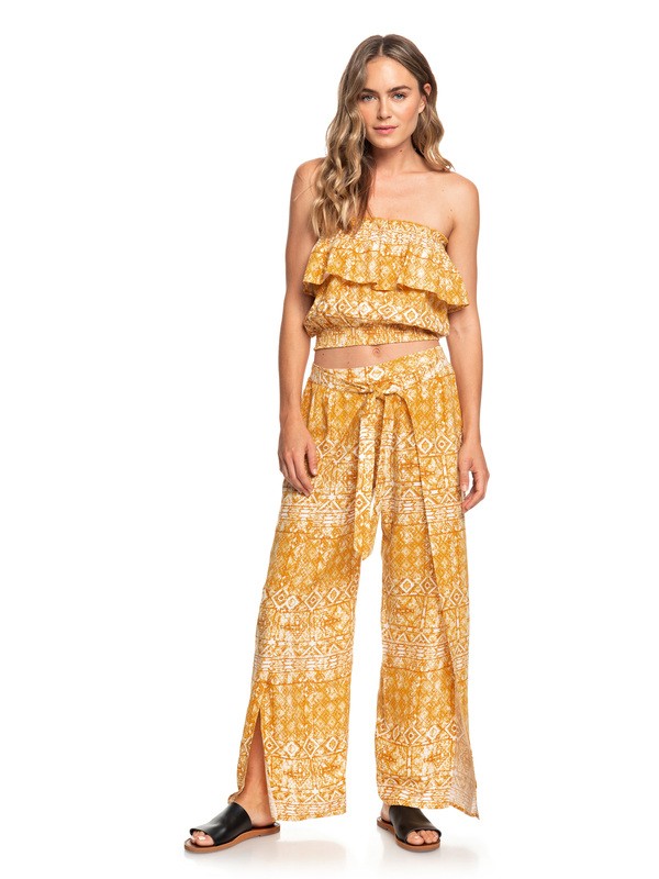 roxy, Olivia Tie-Front Viscose Pants, INCA GOLD DESERT TILE (nmy6) 0 Olivia Tie-Front Viscose Pants Orange ARJNP03135 Roxy