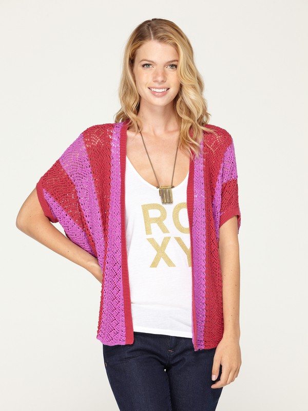 roxy, Same Old Feeling Sweater, ELECTRIC ORCHID CROCHET STRIPE (pky3) 0 Same Old Feeling Sweater ARJSW00052 Roxy