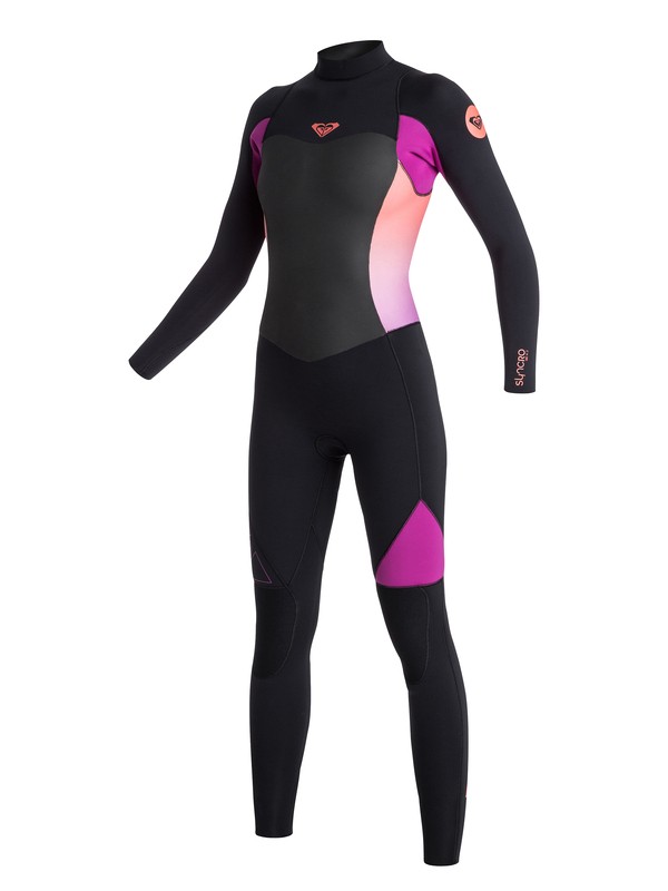 roxy, Syncro GBS 4/3mm - Combinaison Back Zip, BLACK/ VIOLET/ CORAL/ FLAME OR (xkmn) 0 Syncro GBS 4/3mm - Combinaison Back Zip ARJW103039 Roxy
