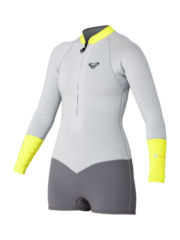 roxy, XY 2mm XY Front Zip Springsuit, DEEP GREY / GRAPHITE / YELLOW (xksy) 0 XY 2mm XY Front Zip Springsuit ARJW400005 Roxy