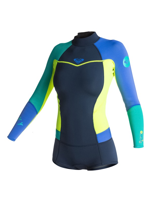 roxy, Syncro 2mm Long Sleeve Bootie Springsuit, NAVY/LEMON/PURPLE/TURQUOISE (xbyp) 0 Syncro 2mm Long Sleeve Bootie Springsuit ARJW403000 Roxy
