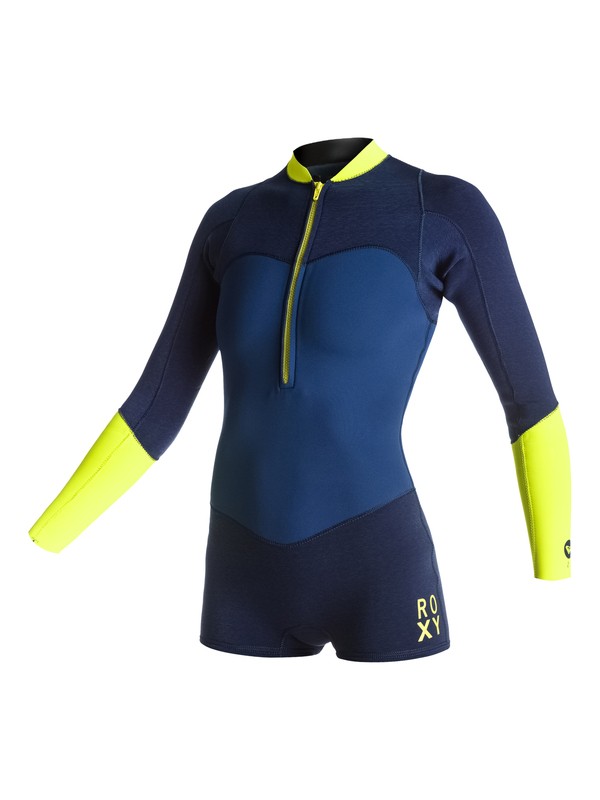 roxy, XY 2mm Long Sleeve Springsuit, NAVY/NAVY HEATHER/LEMON (xbby) 0 XY 2mm Long Sleeve Springsuit ARJW403003 Roxy