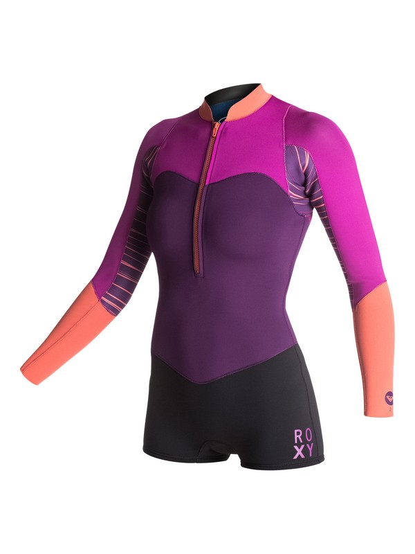 roxy, XY collection 2 mm long sleeve Springsuit, MULBERRY/VIOLET/CORAL (xppn) 0 XY collection 2 mm long sleeve Springsuit ARJW403003 Roxy