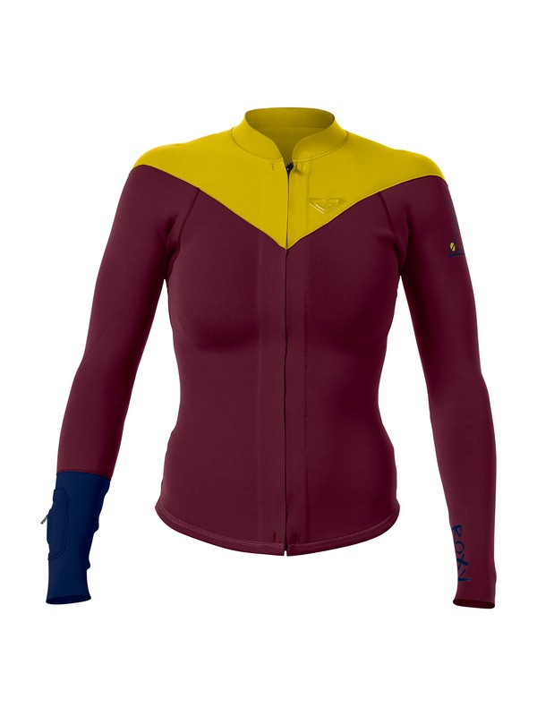 roxy, Kassia 2mm Front Zip Jacket, WINE/TEMPLE GOLD/MULBERRY (xryp) 0 Kassia 2mm Front Zip Jacket ARJW800007 Roxy
