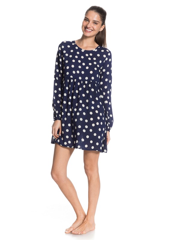 roxy, Sun Empire Dress, PEACOAT SIERRA POLKA DOT PATTE (btn1) 0 Sun Empire Dress ARJWD03030 Roxy
