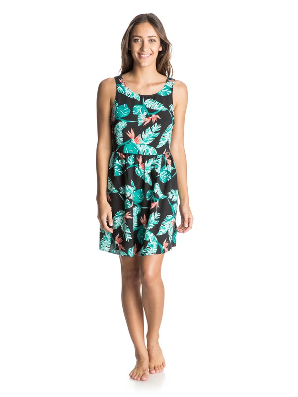 roxy, Rising Sun Dress, TRUE BLACK BIRDS OF PARADISE (kvj6) 0 Rising Sun Dress ARJWD03089 Roxy