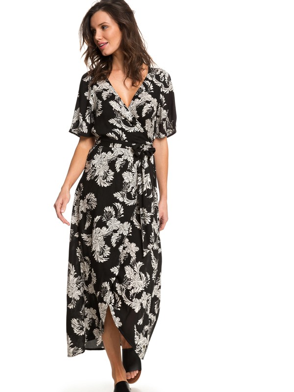 roxy, Keep The Seas Wrap Maxi Dress, ANTHRACITE TROPICAL TWO TONE (kvj7) 0 Keep The Seas Wrap Maxi Dress Black ARJWD03198 Roxy