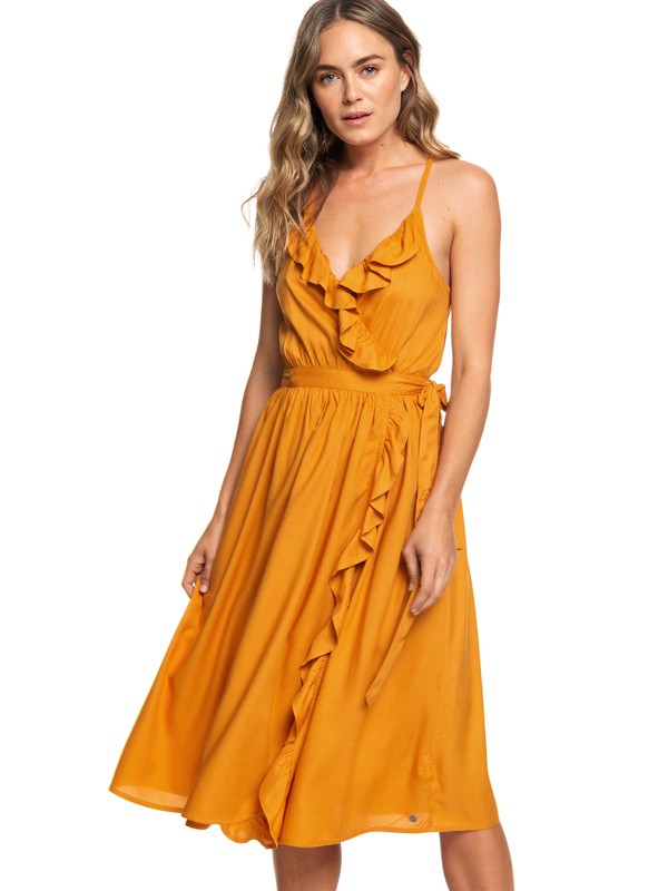roxy, Rooftop Sunrise Midi Length Strappy Dress, INCA GOLD (nmy0) 0 Rooftop Sunrise Midi Length Strappy Dress Orange ARJWD03237 Roxy