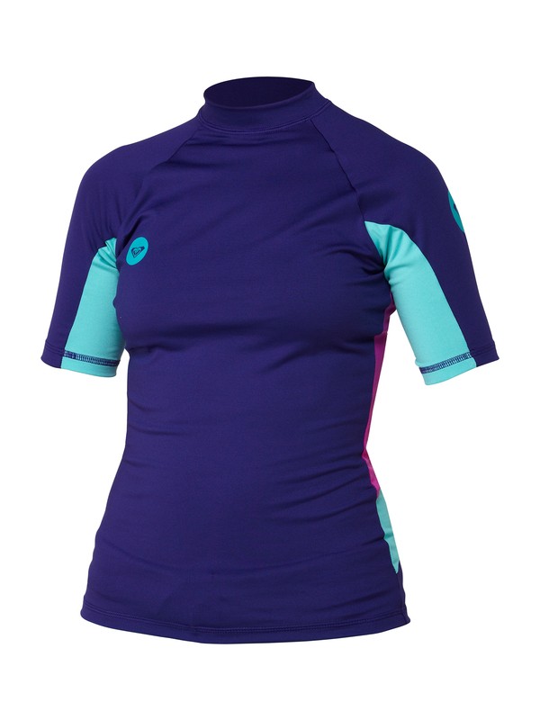 roxy, XY Short Sleeve Rashguard, DEEP BLUE/LIGHT JADE/ULTRA VIO (xpbp) 0 XY Short Sleeve Rashguard ARJWR00025 Roxy