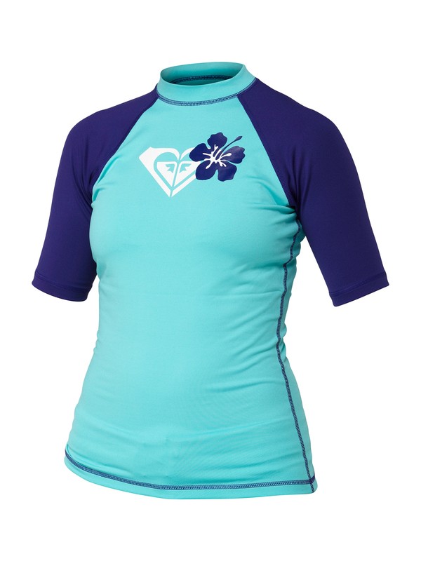 roxy, Island Fever Short Sleeve Rashguard, LIGHT JADE (bjr0) 0 Island Fever Short Sleeve Rashguard ARJWR00034 Roxy