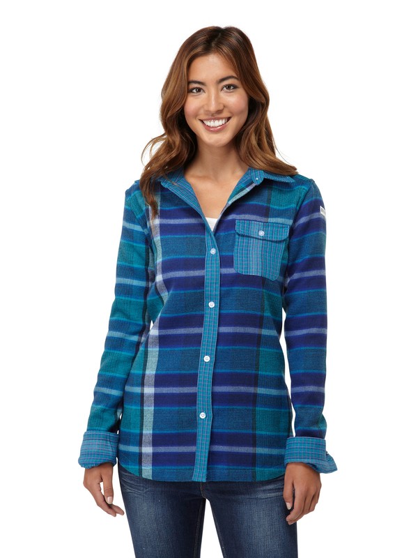 roxy, Two Way Flannel Riding Shirt, CARIBBEAN SEA REVERSIBLE PLAID (bnz3) 0 Two Way Flannel Riding Shirt ARJWT00025 Roxy